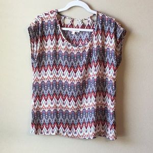 Skies Are Blue Multi-color Cutout Detail Top Small